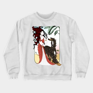 AFGHAN HOUND. Black & Tan  Afghan with brown haired goddess. Crewneck Sweatshirt